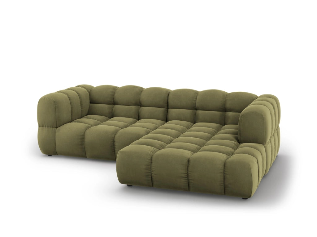 Cosmopolitan Design - Divano angolare modulare destro "Sky" 3 posti in velluto verde chiaro 
