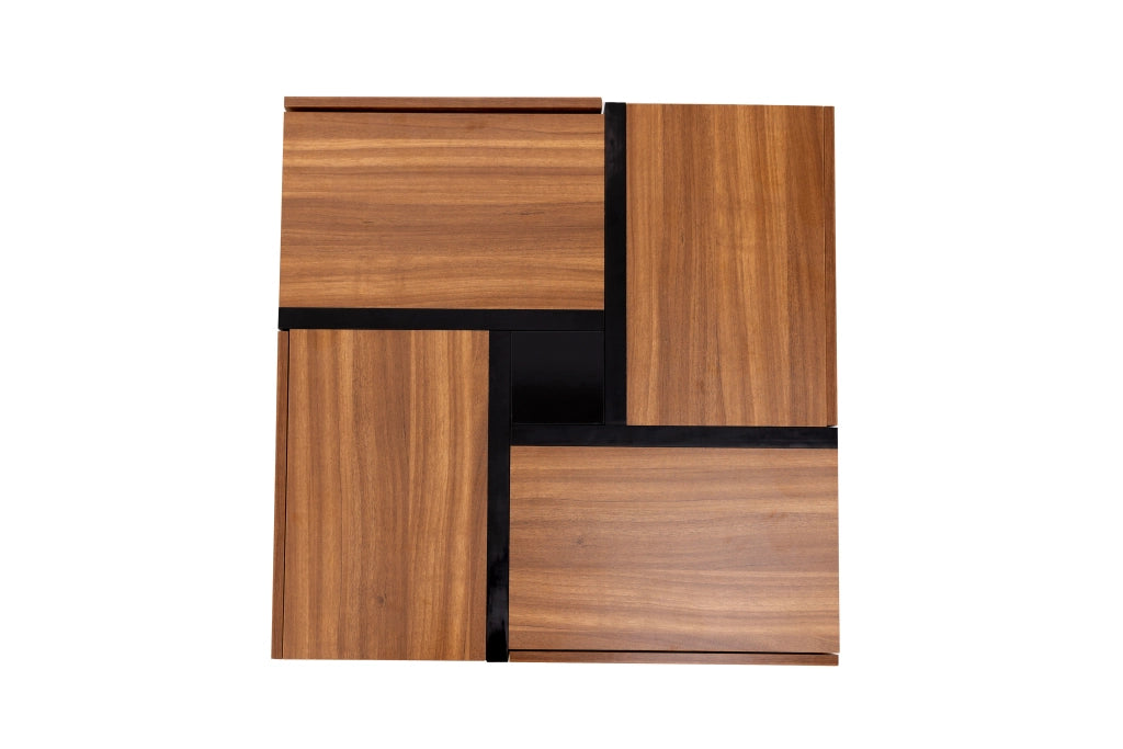 TAVOLINO Quadrato 78x78x36 cm in pannello di legno Naturale con 4 cassetti