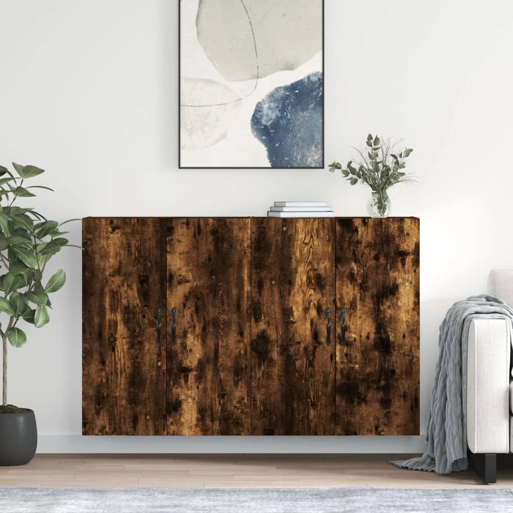 Armadietti a Parete 2 pz Rovere Fumo in Legno Multistratocod mxl 131330
