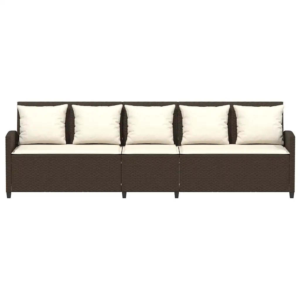 Divano da Giardino a 5 Posti con Cuscini in Polyrattan Marrone 4104113