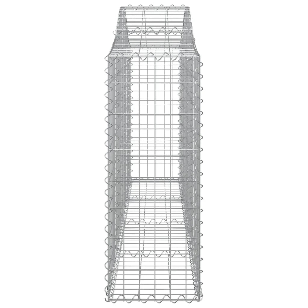 Cestini gabbioni recinzione a gabbia muro di contenimento ad arco 10 pezzi 200 x 30 x 80/100 cm ferro zincato argento 02_0040232