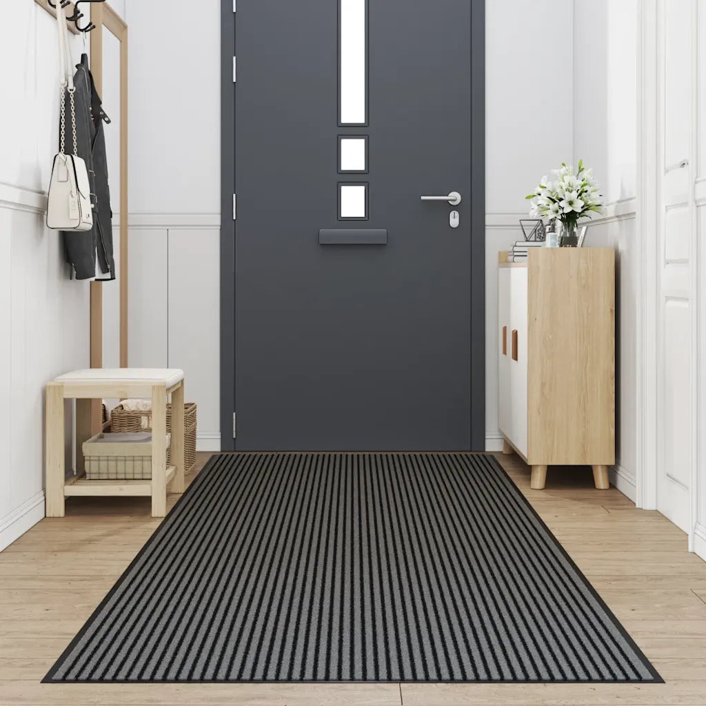 vidaXL Zerbino a Strisce Nere e Grigie 115x500 cm