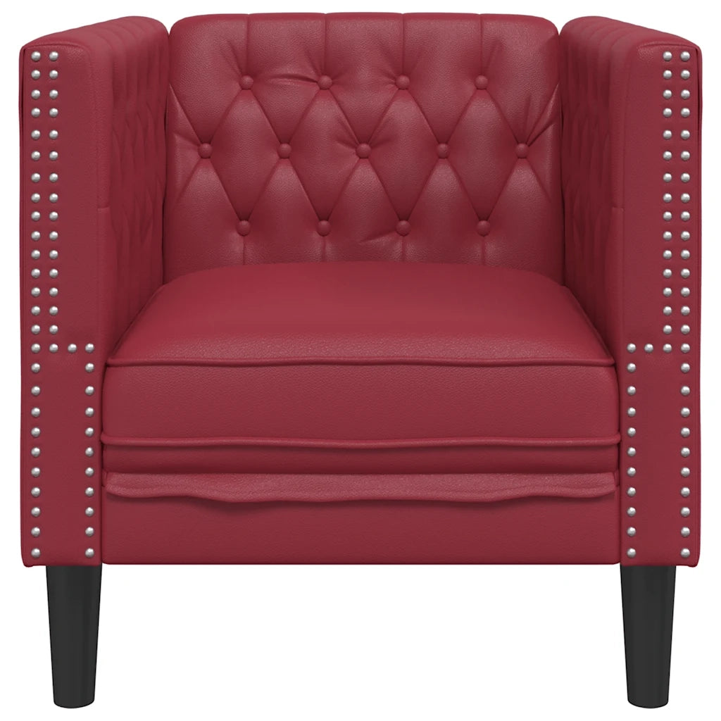 Poltrona Chesterfield Rosso Vino in Similpelle 372656