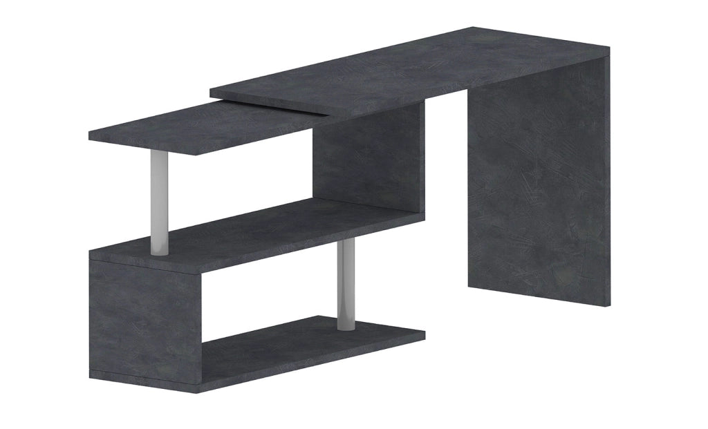 Scrivania con Gamba ad S Girevole 120/65x50x75 cm Volta Ardesia