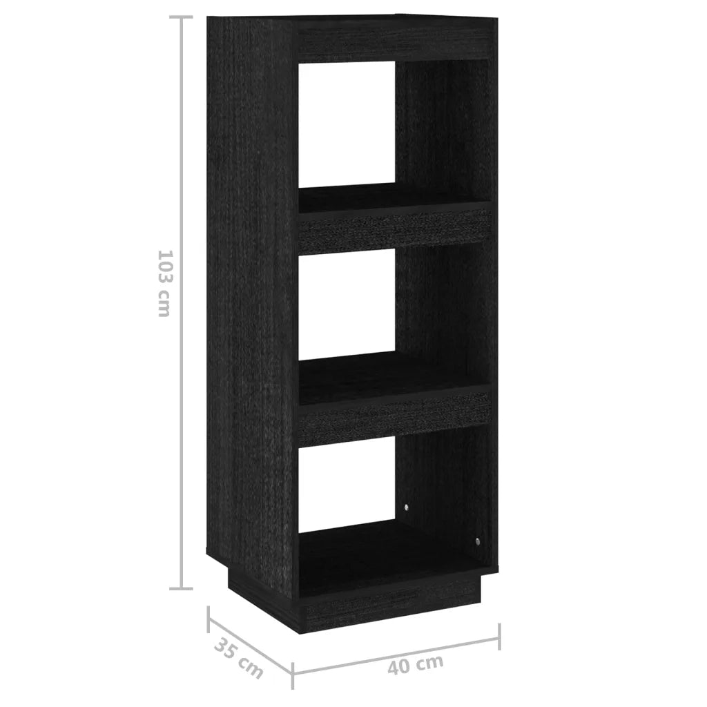 Divisorio-Paravento Nero 40x35x103 cm in Legno Massello di Pino