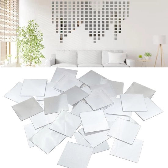 50 pezzi di piastrelle a specchio autofissanti 5 x 5 cm acrilico piccoli specchi da assemblare autofissanti mosaico a specchio autofissante piastrelle quadrati a specchio mini decorazione per la parete della cabina doccia