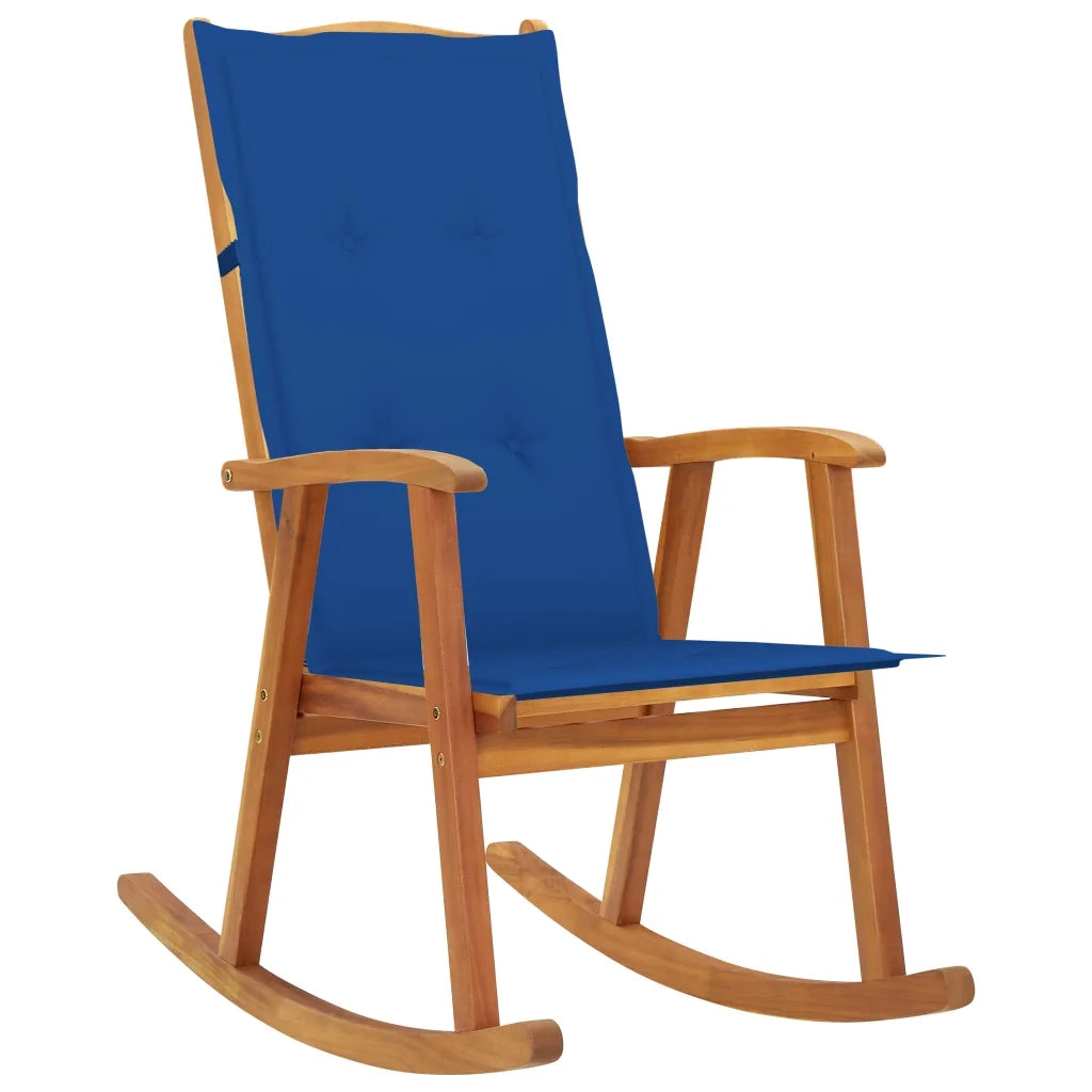 Sedia a Dondolo con Cuscini in Legno Massello di Acacia cod mxl 44875