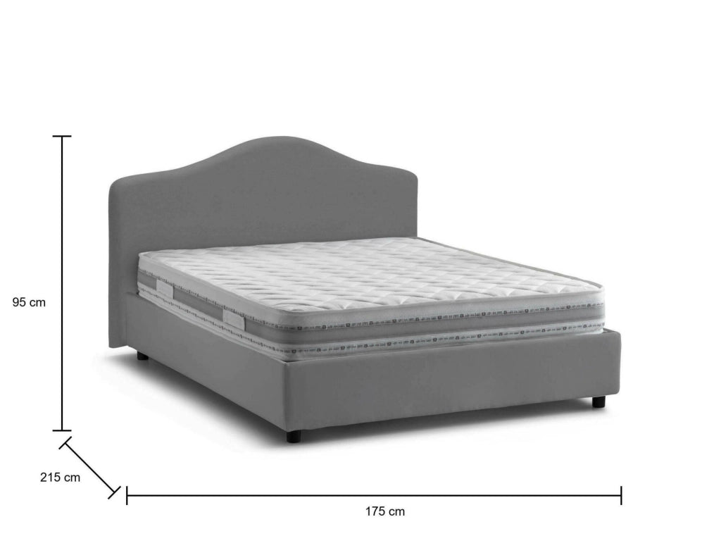 Letto Matrimoniale Verdite, Letto Matrimoniale Materasso Incluso Made in Italy, Grigio
