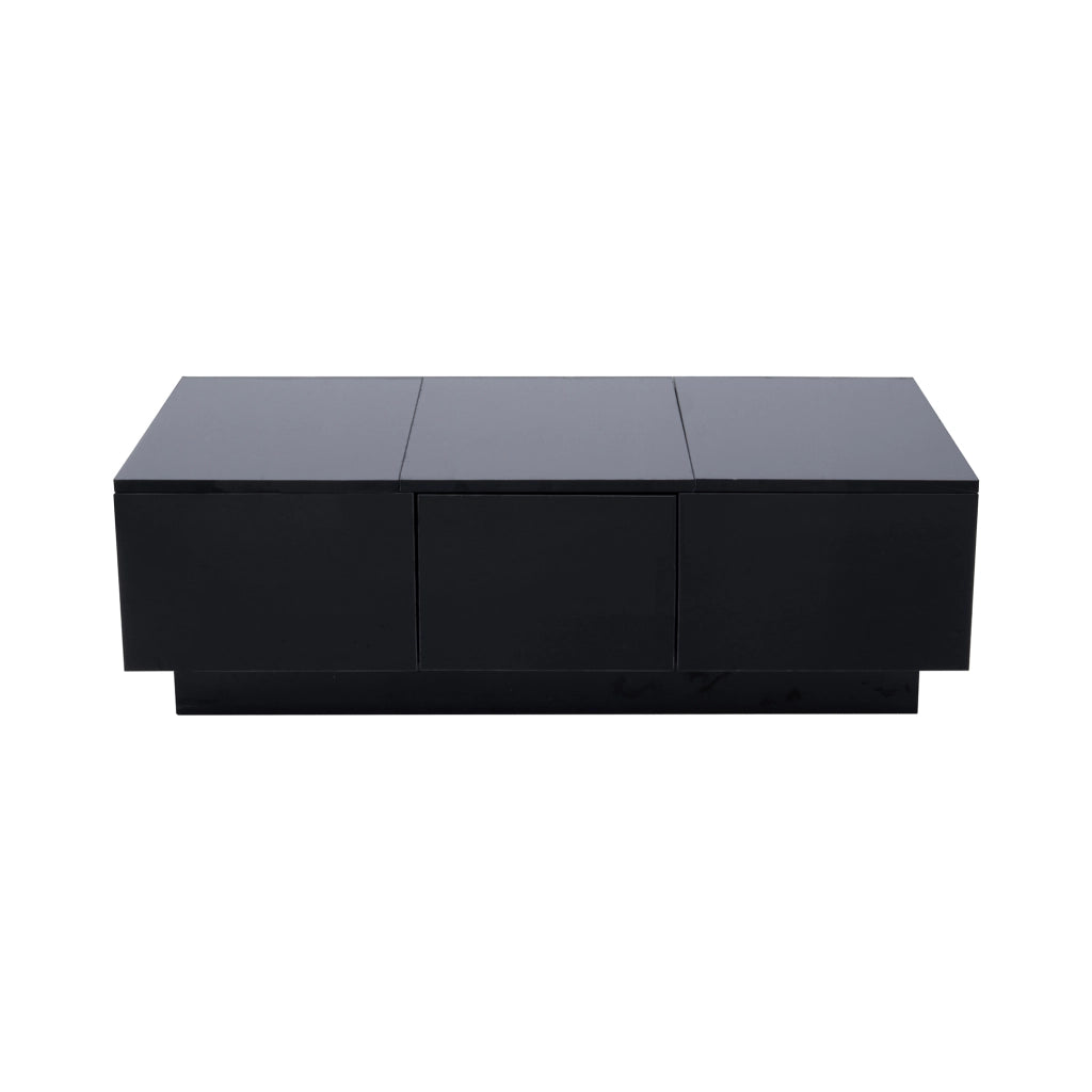 TAVOLINO DA SALOTTO Nero Lucido 100 x 31 x 50 cm con cassetti