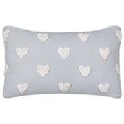 Cuscino in cotone ricamato con motivo a cuoricini grigio 30 x 50 cm letto divano accessorio morbido
