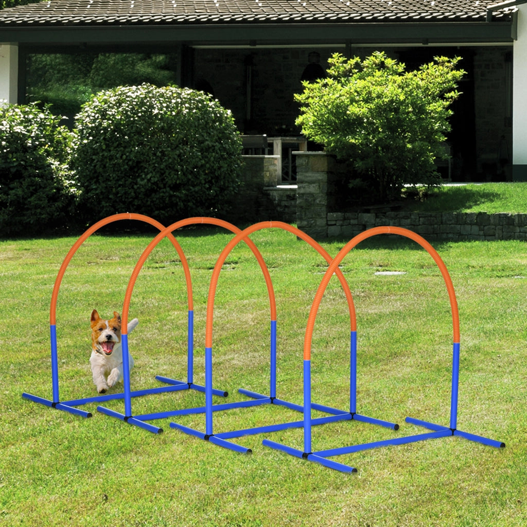 Set per addestramento all'agilit¨¤ per cani, 4 pezzi con borsa per il trasporto, blu e arancione, 88 x 64 x 95 cm, per un addestramento efficace e