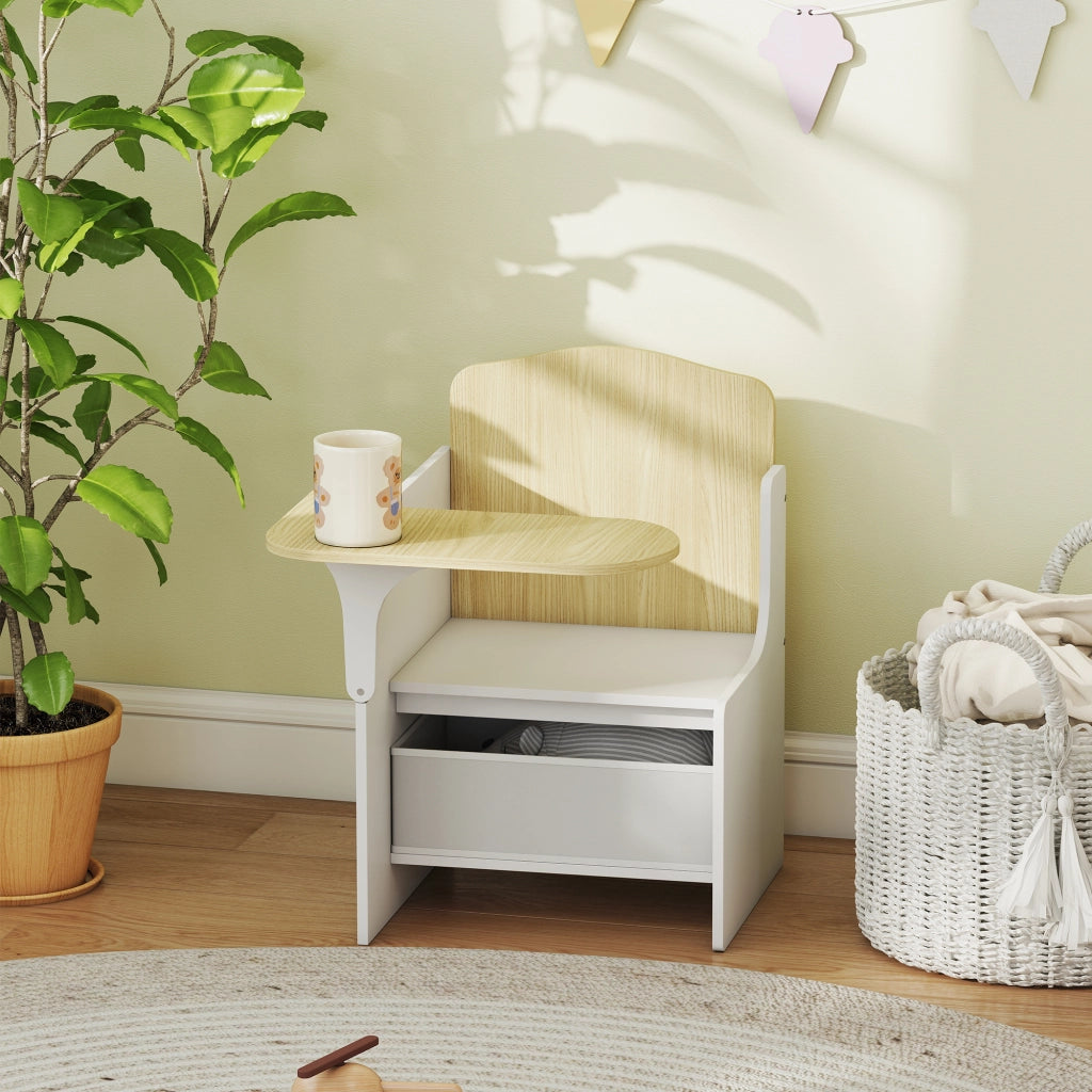 Scrivania con sedia e contenitore per bambini ¨C Xylo ¨C Set 2-in-1 bianco per disegno e gioco