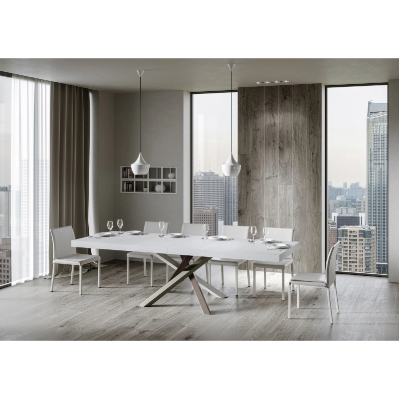 Tavolo allungabile 90x120/224 cm Volantis Premium telaio gambe 4 colori (C) - Bianco Frassino