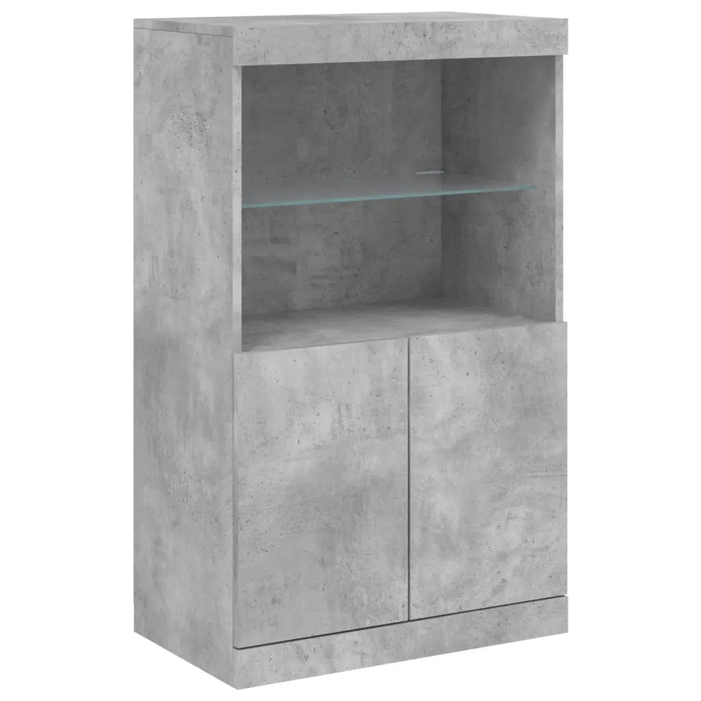 Credenza con Luci LED-Buffet-Armadio da cucina Grigio Cemento 60,5x37x100 cm 146596