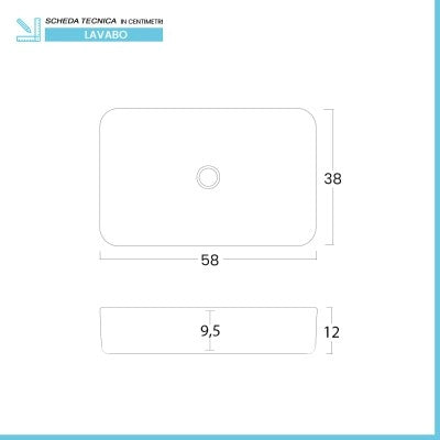 Lavabo da appoggio rettangolare 58x38 cm in acciaio inox bianco opaco  Goya