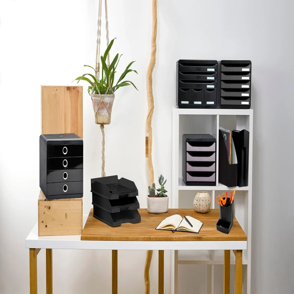 Exacompta Set Cassetti Scrivania Store-Box Maxi 6 Cassetti Nero Lucido 444597
