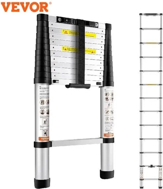 Ladder Telescopica - 380 cm di Altezza - Vouwladder - Capacità di Sostegno 170 kg - Professionale