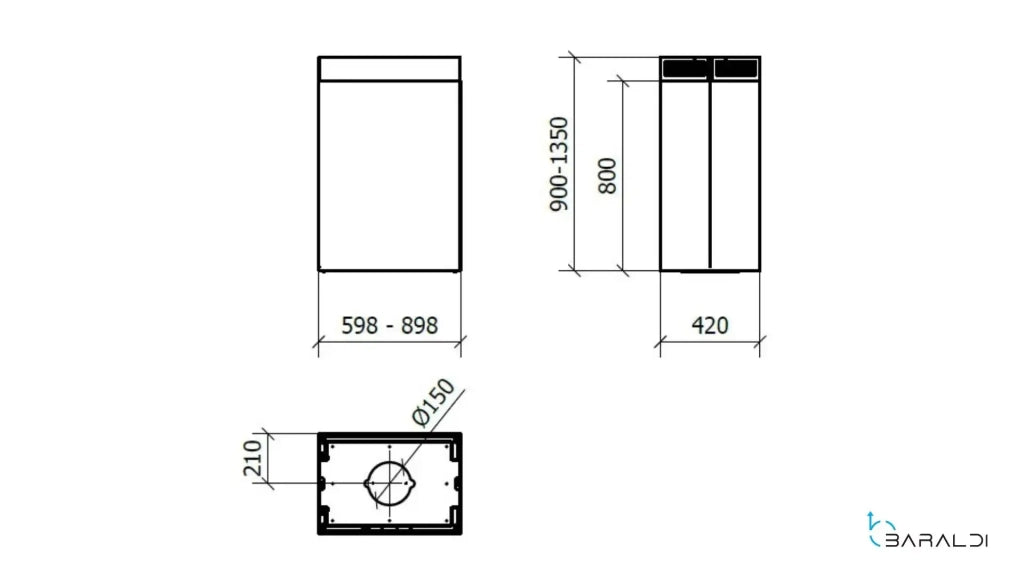 CAPPA GINZA ISOLA cm 90x40 - Bianca - 900 m3/h