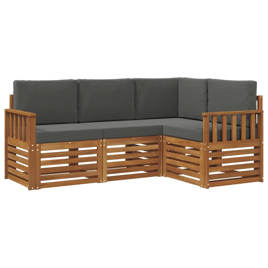 Set divani 4 pcs Naturale e Antracite Legno di Acacia Massello 3374722