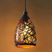 Lampada da soffitto industriale con gabbia in acciaio, copertura lampada nera-oro, connettore E27.