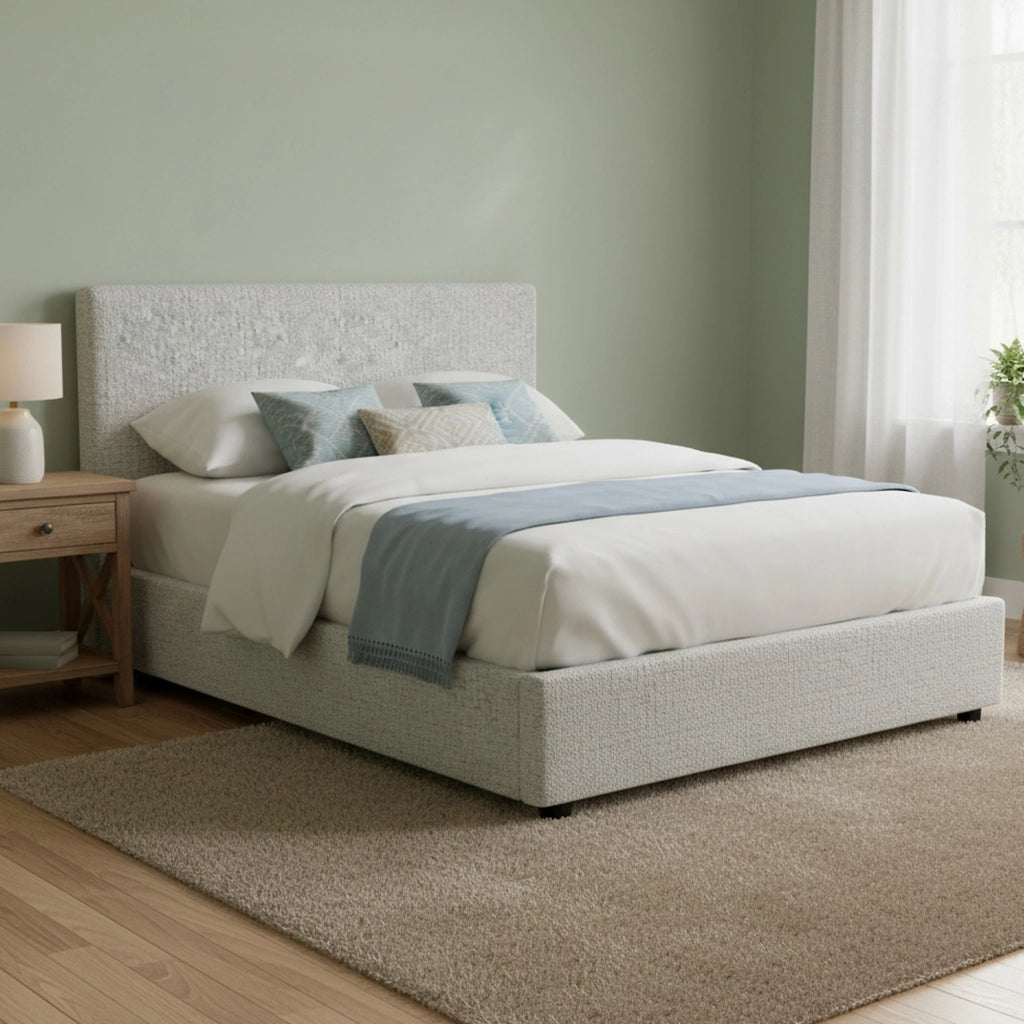 Basildon, Letto Matrimoniale Sfoderabile Made in Italy, Grigio Chiaro