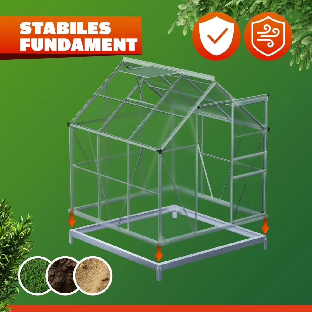 ® Base per Serra fondamenta per Serre acciuaio zincato Telaio Base Materiali di Montaggio Fissaggio al Suolo, Modello: