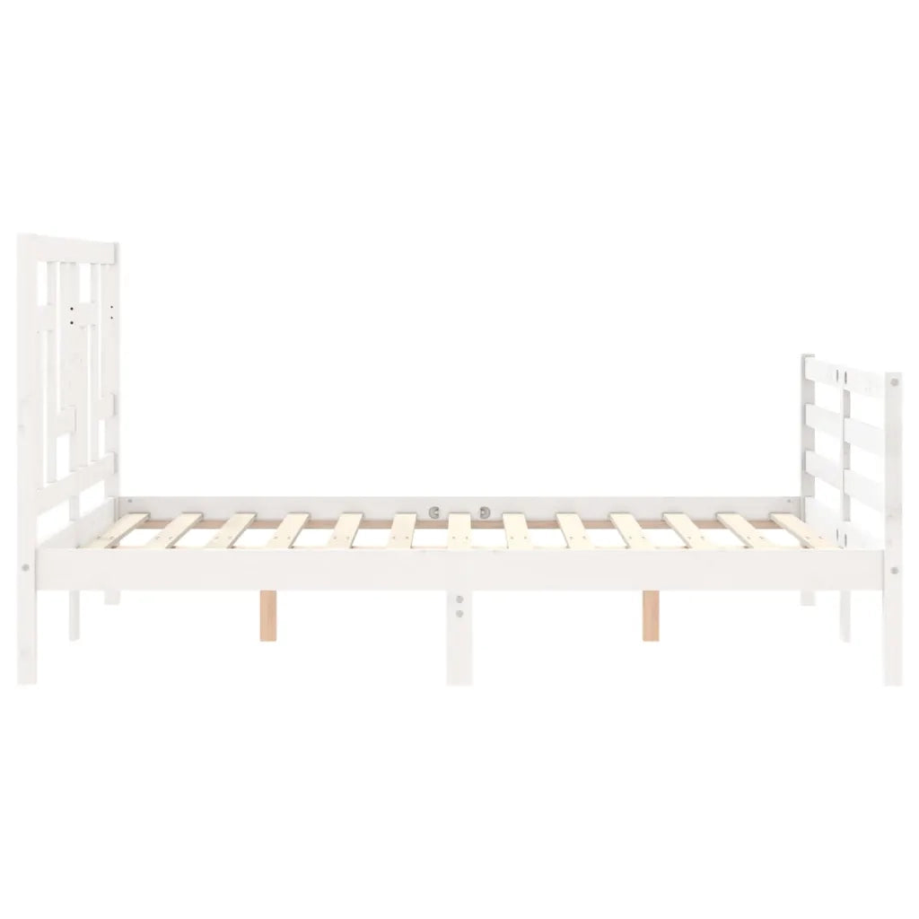 Giroletto con Testiera-Struttura Letto con testiera Bianco 140x200 cm in Legno Massello 524536