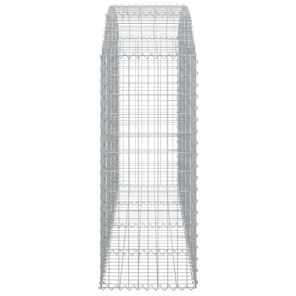 Cesto gabbione recinzione a gabbia muro di contenimento ad arco 200 x 50 x 120/140 cm ferro zincato argento 02_0040023
