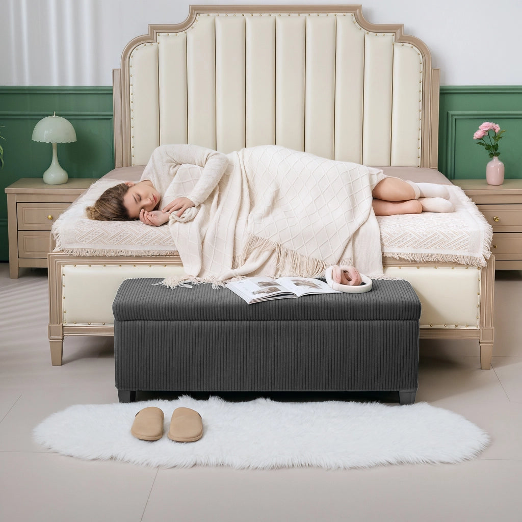 Pouf Contenitore Imbottito ¨C Zephmum ¨C Grigio 112x42x40 cm