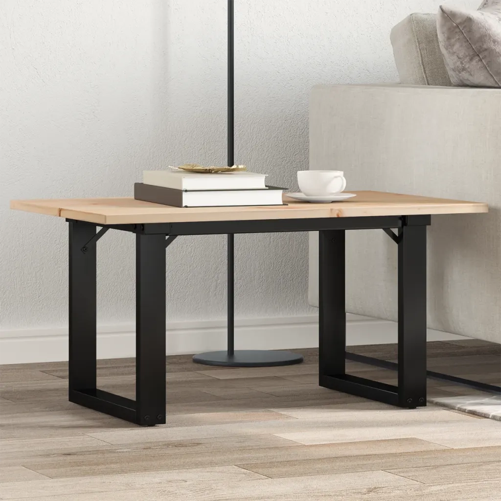 Tavolino da salotto | Tavolino da caff¨¨ | Tavolino da Soggiorno Telaio a O 80x50x40cm Legno Pino e Acciaio