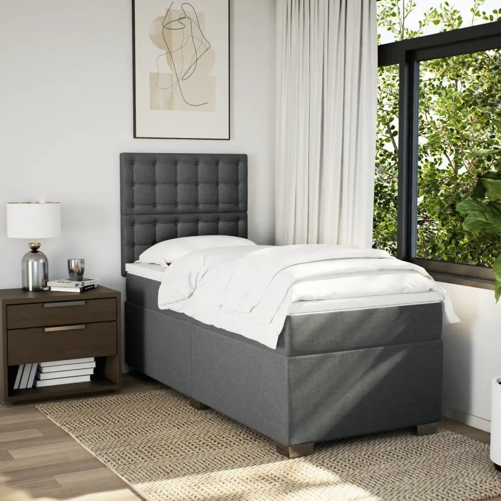 Giroletto a Molle con Materasso Grigio Scuro 90x190 cm Tessuto 3290358