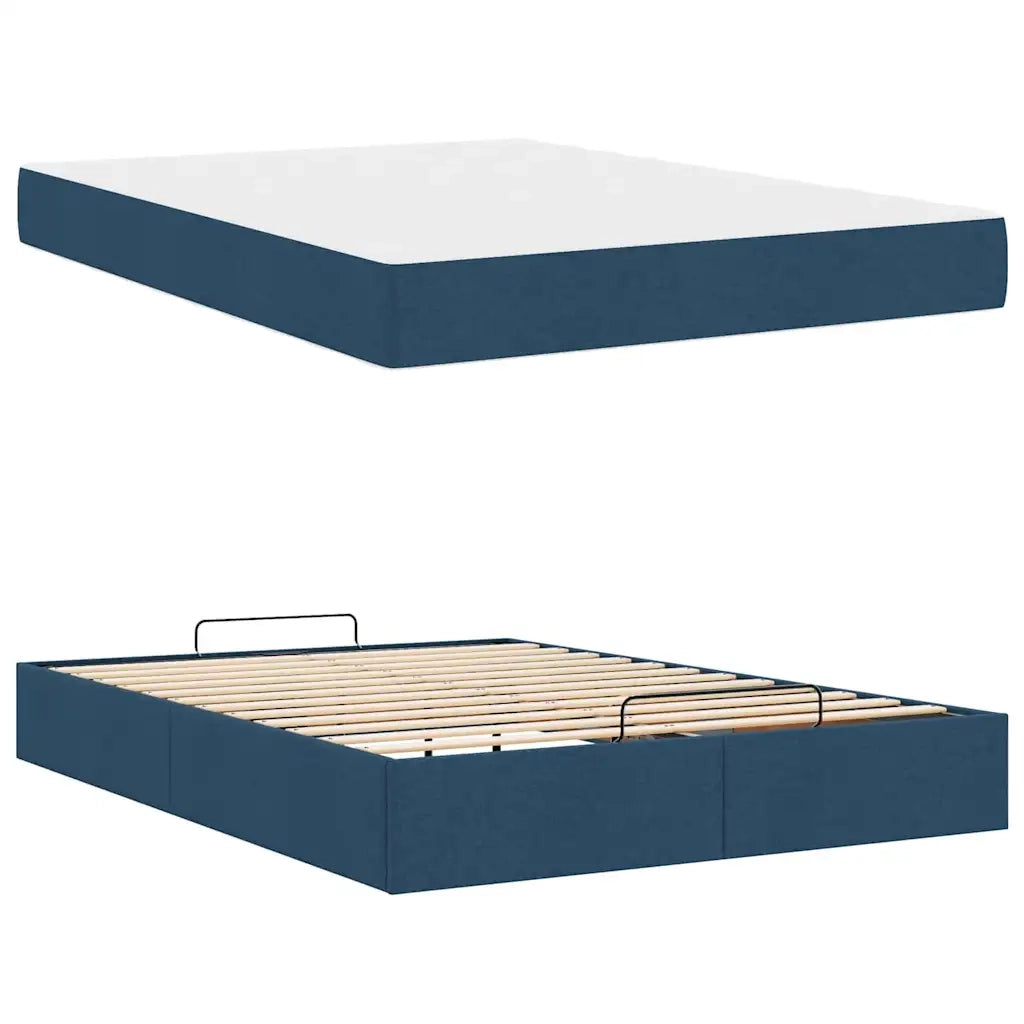 vidaXL Struttura del letto con archiviazione Blu 140 x 200 cm Tessuto