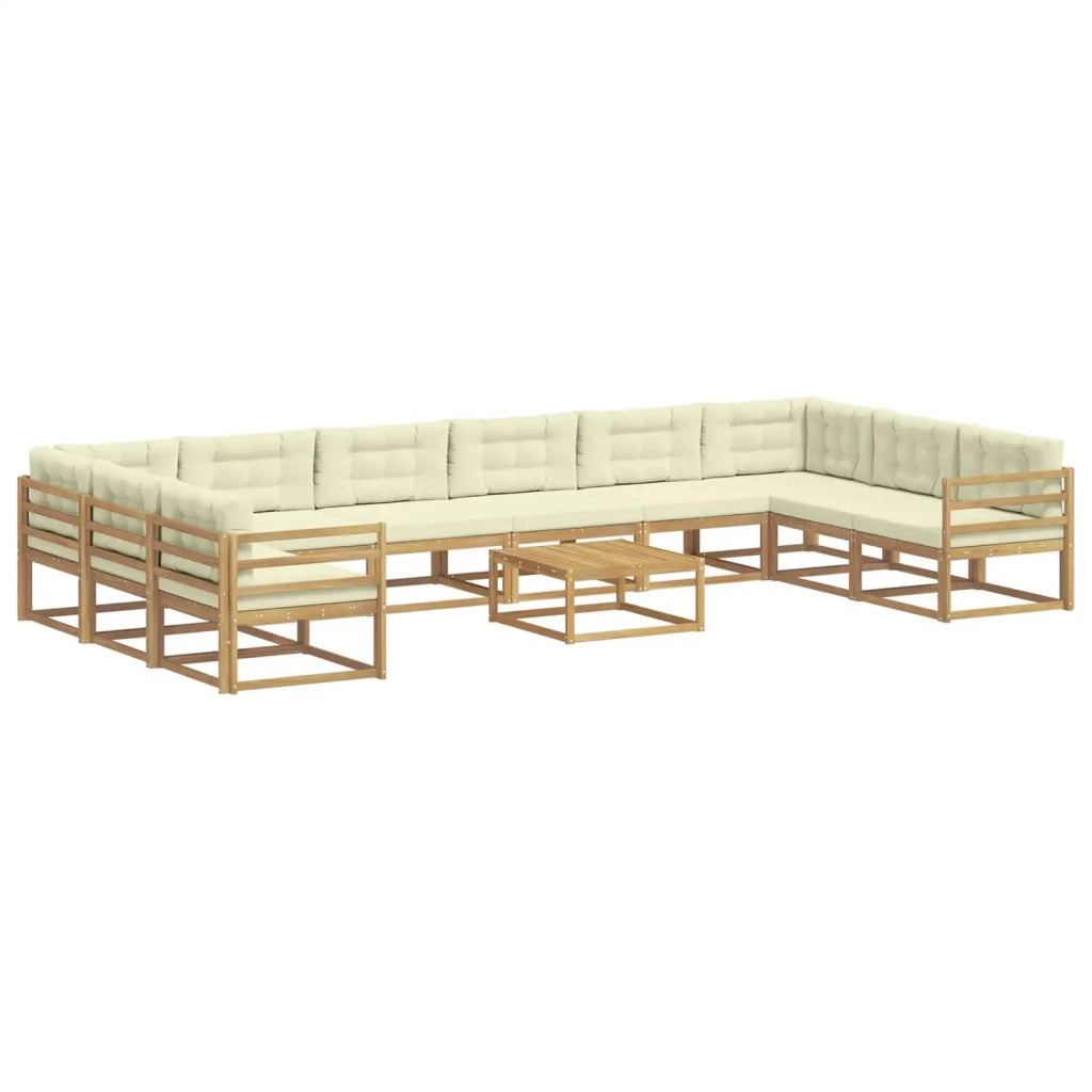 Set di divani da esterno con cuscino 11 pcs Bianco e Crema