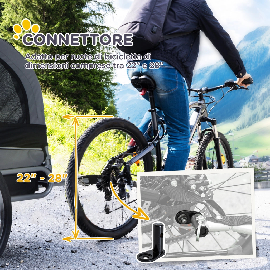 Rimorchio Bici per Cani ¨C zephmum ¨C Grigio e Nero, 130x73x90 cm