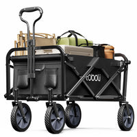 Toboli Carretto a mano pieghevole, max 100 kg, tessuto impermeabile nero e manico telescopico, Carrello spiaggia