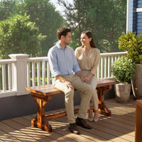 Panca da Giardino 2 Posti 114x40x46 cm Senza Schienale in Stile Rustico in Legno di Abete