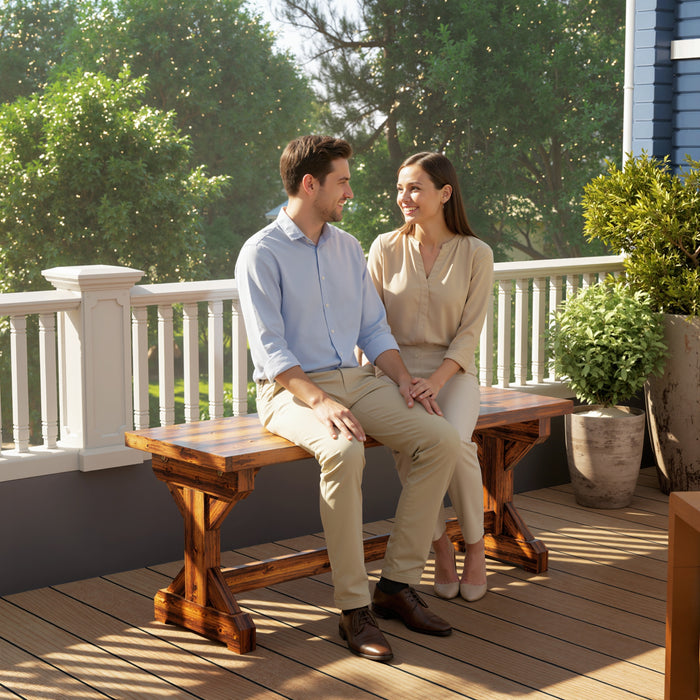 Panca da Giardino 2 Posti 114x40x46 cm Senza Schienale in Stile Rustico in Legno di Abete