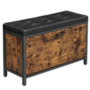 Panca portascarpe con contenitore 80 x 30 x 51 cm seduta imbottita con cassetto basculante per 6 paia di scarpe struttura in acciaio in stile industriale marrone 12_0004068