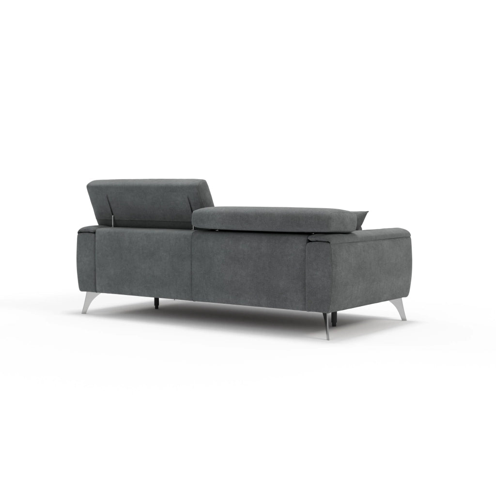 Caravaggio Divano con sedute allungabili e poggiatesta reclinabili in tessuto impermeabile T02 199 cm grigio