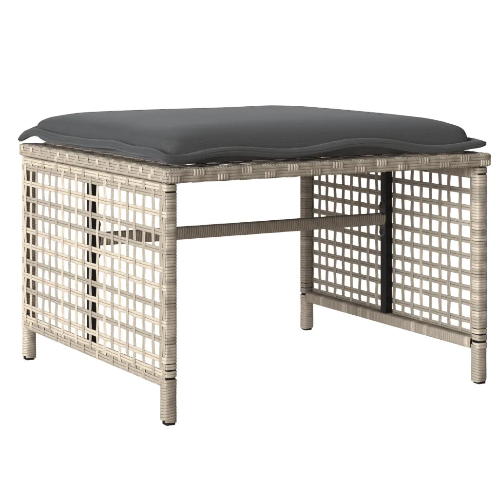 Divano da Giardino 4pz | Set Salotto da Giardino Cuscini Grigio Chiaro Polyrattan e Vetro