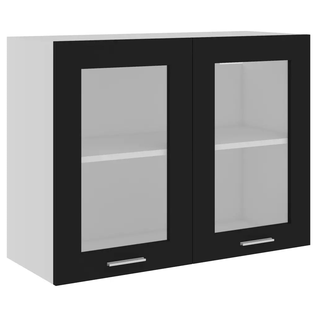 Mobile Pensile con Vetro “Lyon” Nero 80x31x60 cm 802530