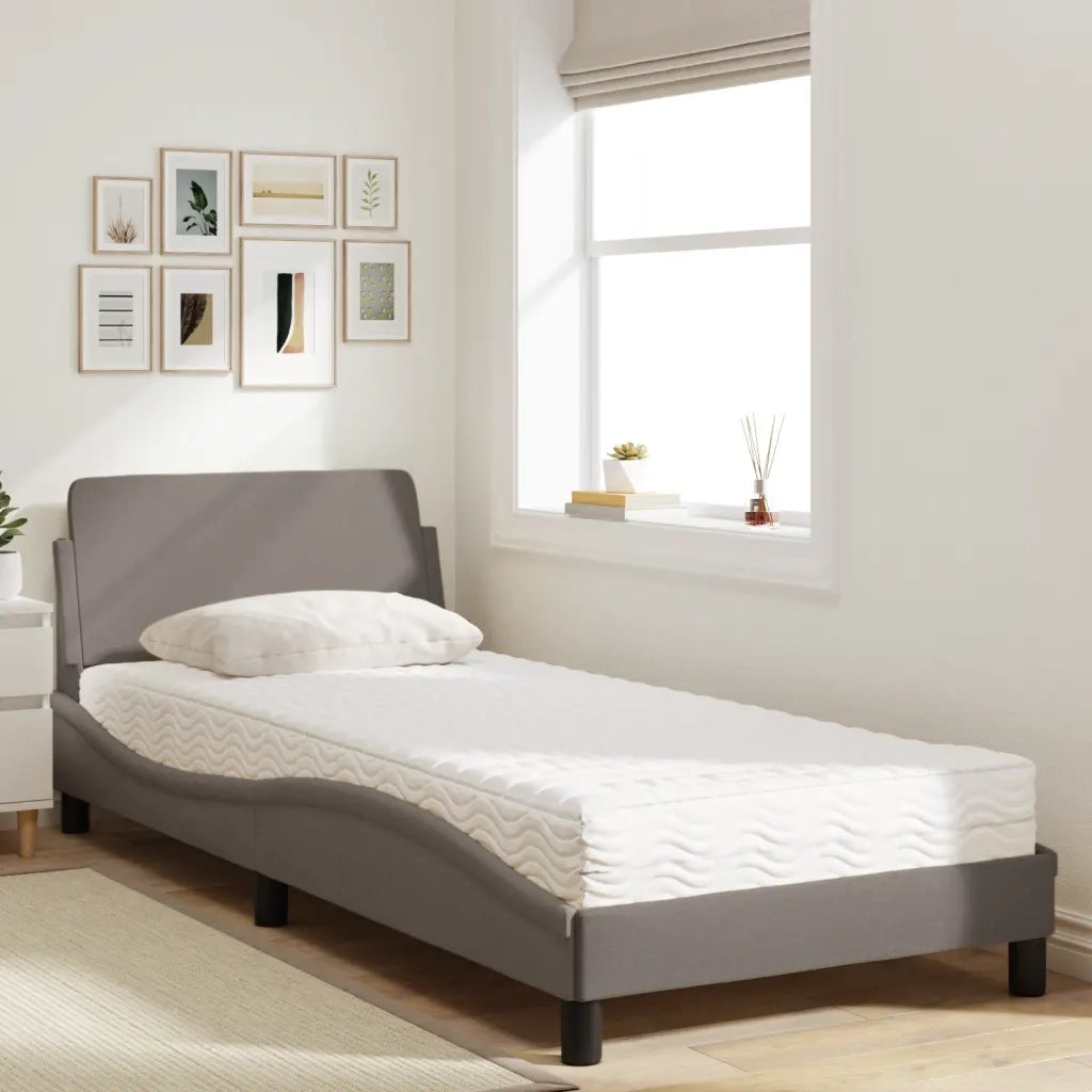 Letto con Materasso Dover Tortora 90x190 cm in Tessuto 3208308