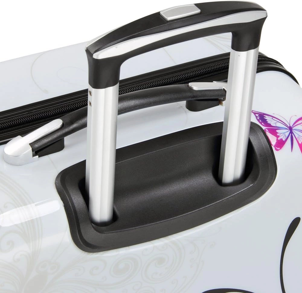 Monzana Set di valigie 3 pz trolley rigida Butterfly con lucchetto rotelle 360° bagaglio a mano valigia M L XL