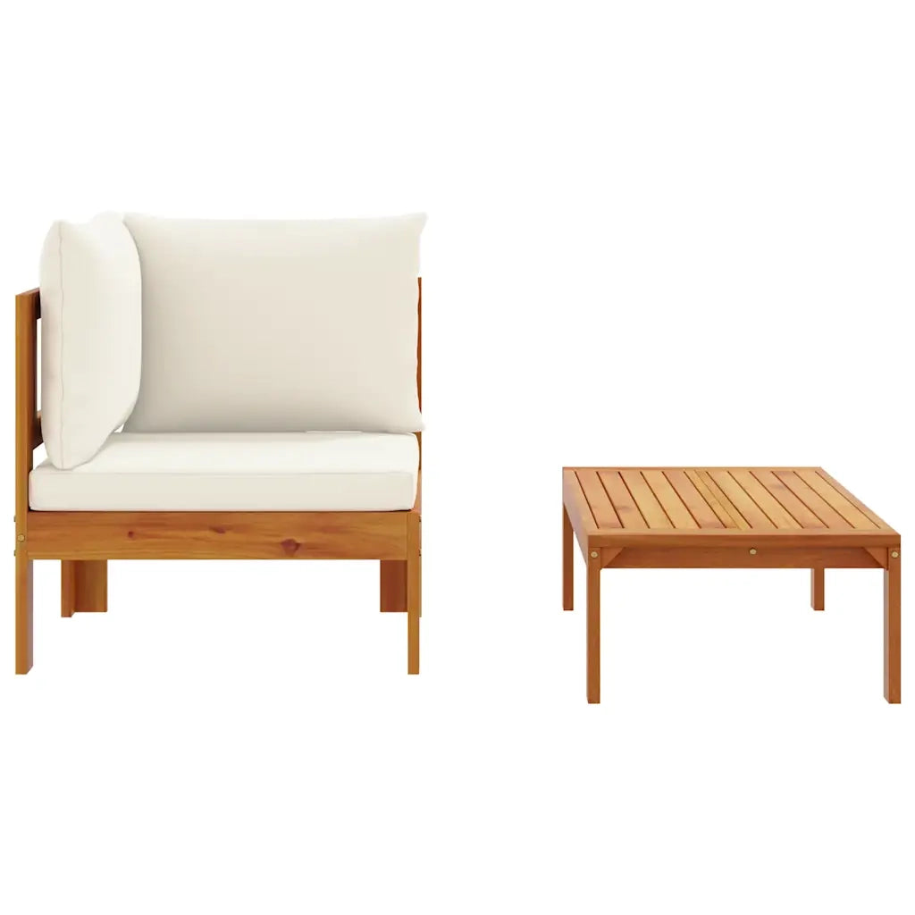 Set Divani da Giardino 2pz con Cuscini Legno Massello di Acacia