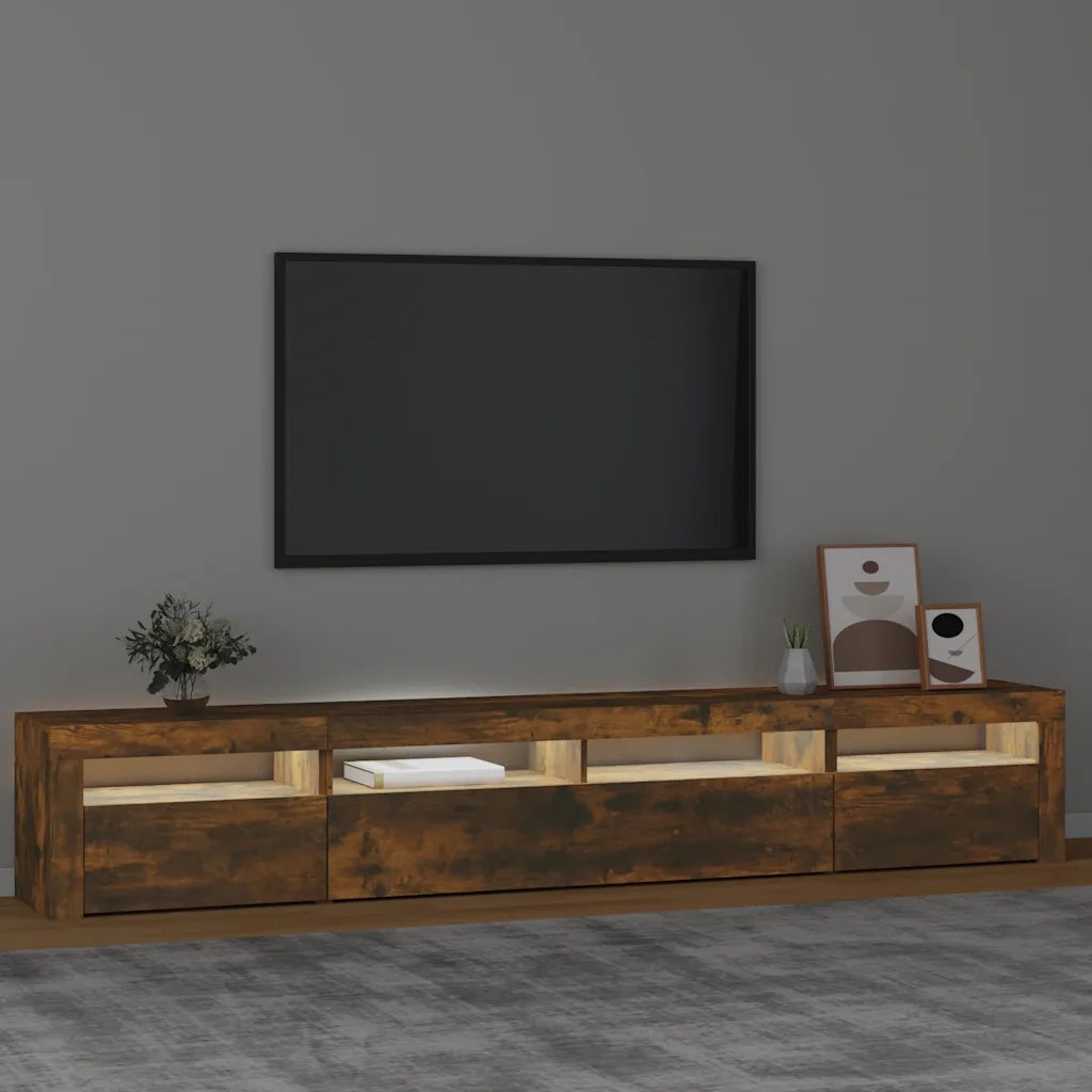 Mobile Porta TV con Luci LED Rovere Fumo 240x35x40 cm cod mxl 6386