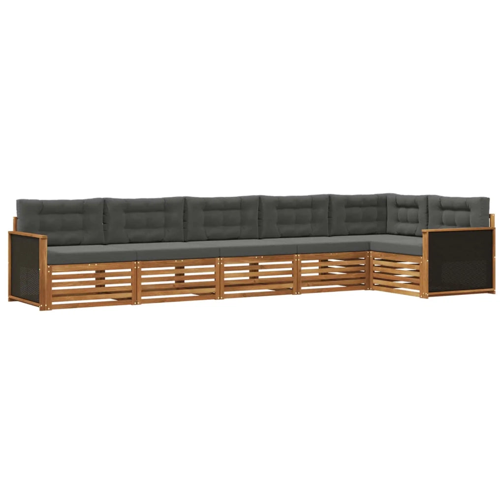 Set di divani da esterno 6 pz Naturale e Antracite Poliestere 3383405