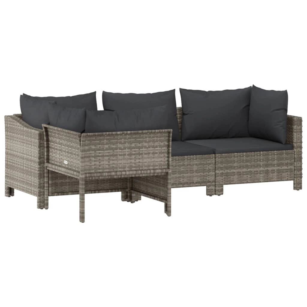 Set di mobili da giardino per esterni 4 pezzi con cuscini resina intrecciata grigia 02_0016154