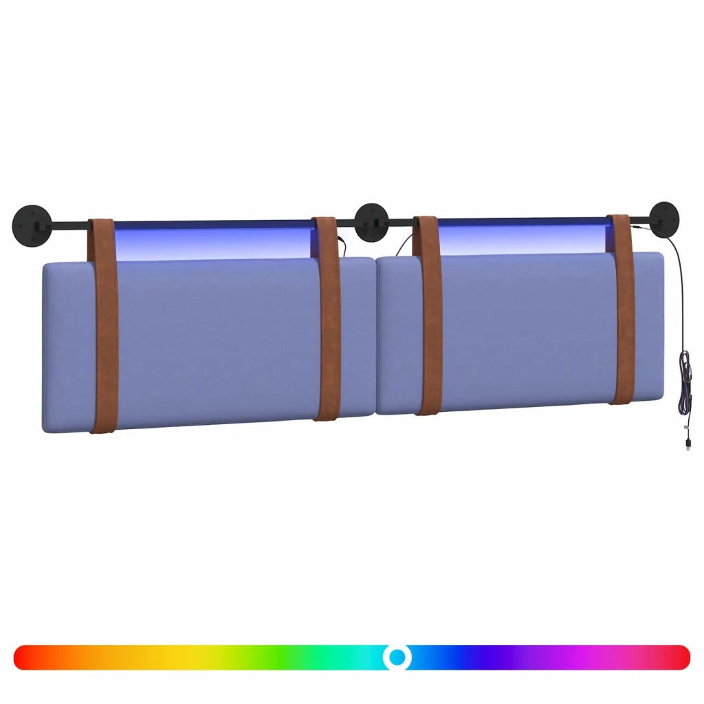 Testiera | Testata sospesa Con luce LED Blu jeans PU Antico