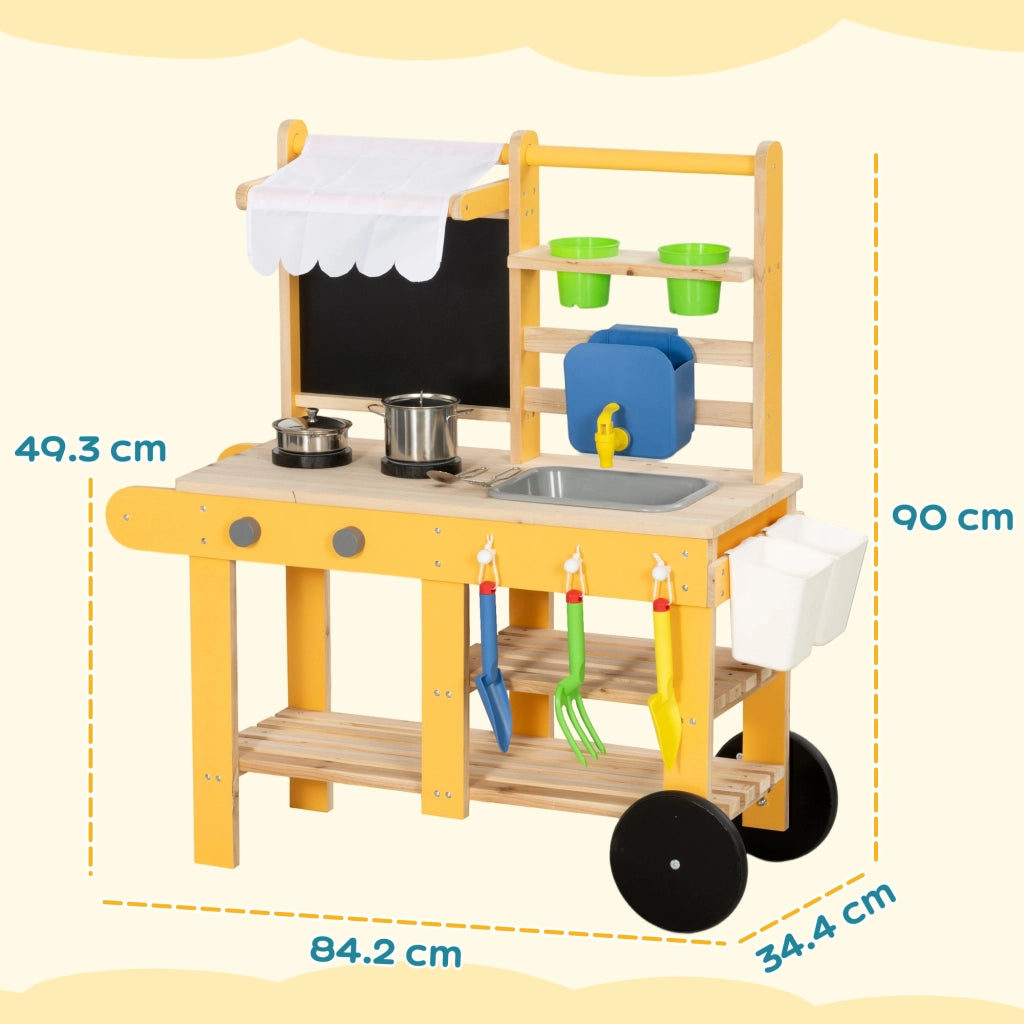 Cucina Giocattolo in Legno per Bambini con Accessori ¨C Zephmum ¨C Gialla