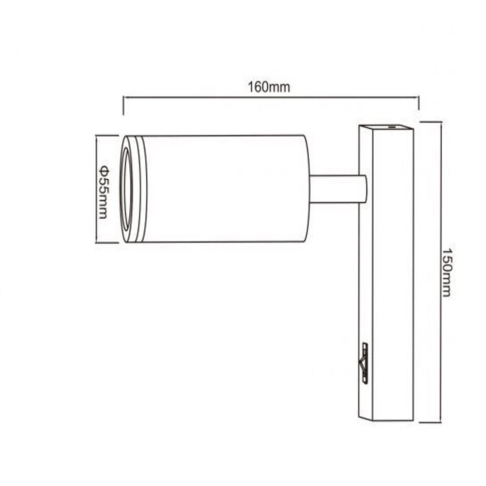 Trade Shop - Applique Da Muro Orientabile Con Interruttore On/off Con Attacco Gu10 In Alluminio Mr-02 - Bianco